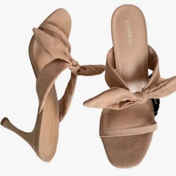 EXPRESS Women’s Bow Strap Heels Pecan - Picture 2 of 2